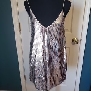 Princess Polly silver sequin mini dress sz 4